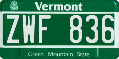 VT license plate ZWF836