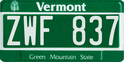 VT license plate ZWF837