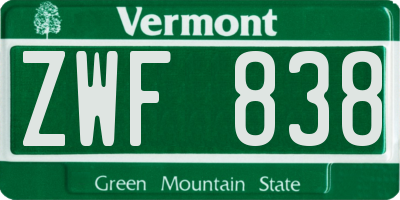 VT license plate ZWF838