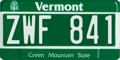 VT license plate ZWF841