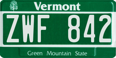 VT license plate ZWF842