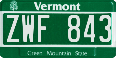 VT license plate ZWF843