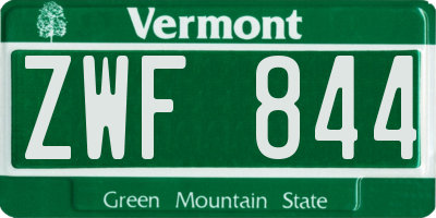 VT license plate ZWF844