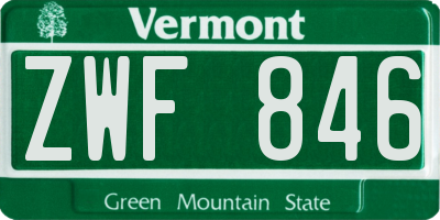 VT license plate ZWF846