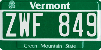 VT license plate ZWF849