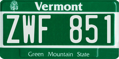 VT license plate ZWF851