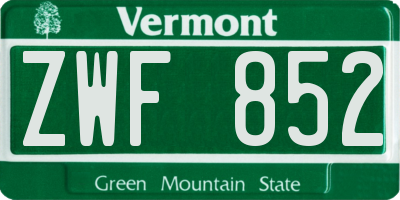 VT license plate ZWF852