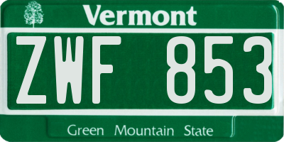 VT license plate ZWF853