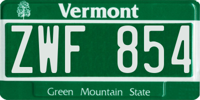 VT license plate ZWF854