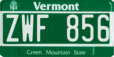 VT license plate ZWF856