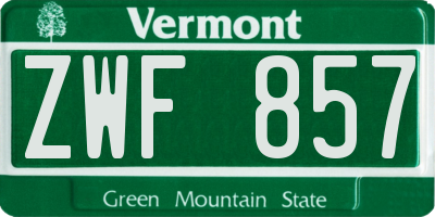 VT license plate ZWF857