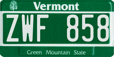 VT license plate ZWF858