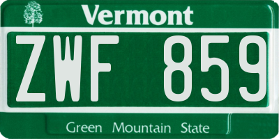VT license plate ZWF859