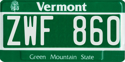 VT license plate ZWF860