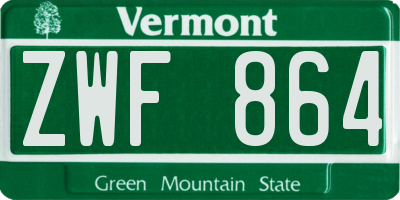 VT license plate ZWF864