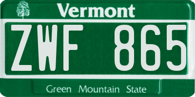 VT license plate ZWF865