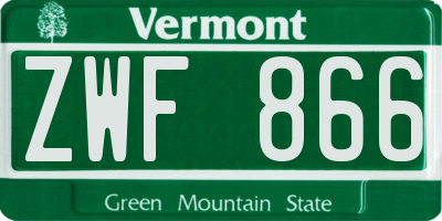 VT license plate ZWF866