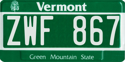 VT license plate ZWF867
