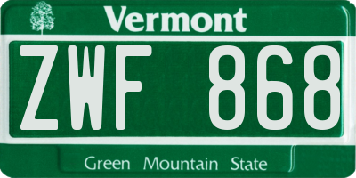 VT license plate ZWF868