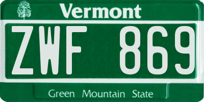 VT license plate ZWF869
