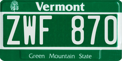 VT license plate ZWF870