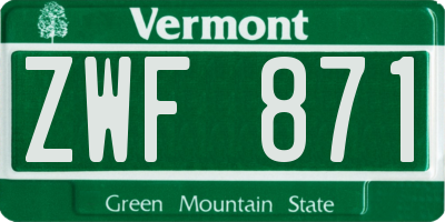 VT license plate ZWF871