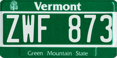VT license plate ZWF873