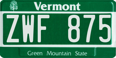 VT license plate ZWF875