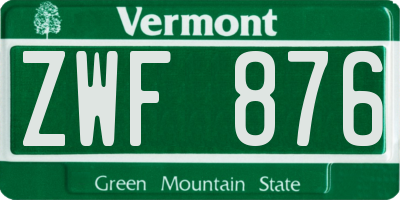 VT license plate ZWF876