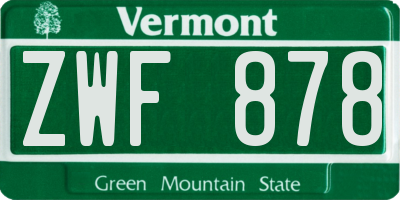 VT license plate ZWF878