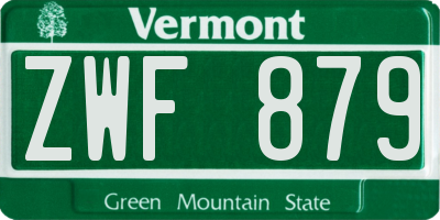 VT license plate ZWF879