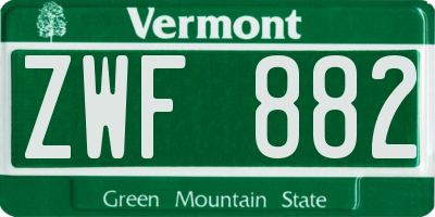 VT license plate ZWF882