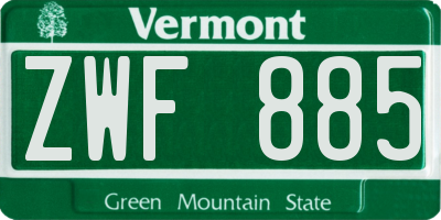 VT license plate ZWF885