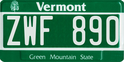 VT license plate ZWF890