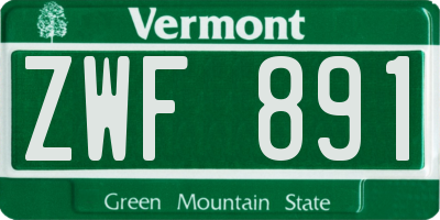VT license plate ZWF891