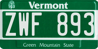 VT license plate ZWF893