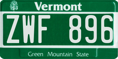 VT license plate ZWF896