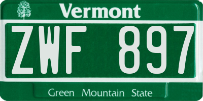 VT license plate ZWF897