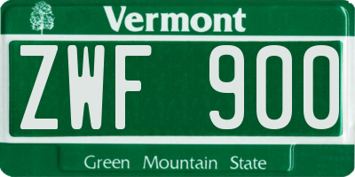 VT license plate ZWF900