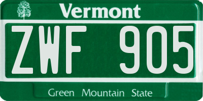 VT license plate ZWF905