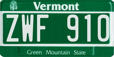 VT license plate ZWF910