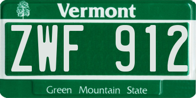 VT license plate ZWF912