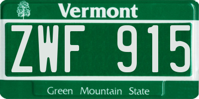 VT license plate ZWF915