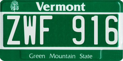 VT license plate ZWF916