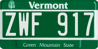VT license plate ZWF917
