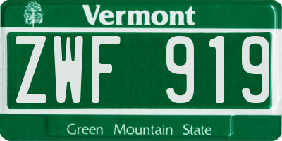 VT license plate ZWF919