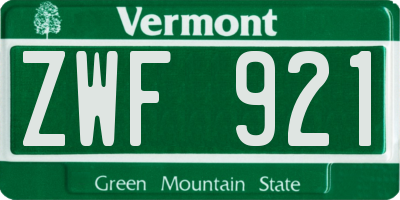 VT license plate ZWF921