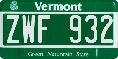 VT license plate ZWF932
