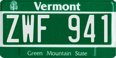 VT license plate ZWF941