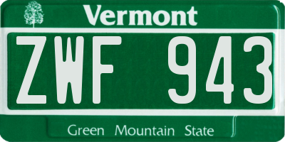 VT license plate ZWF943